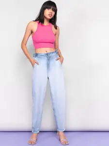 FREAKINS Women Stunning Blue Relaxed Fit Cropped Jeans