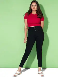 FREAKINS Women Stylish Black Skinny Fit Cropped Jeans