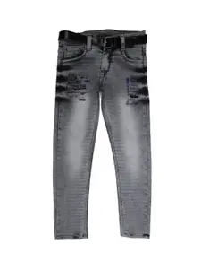V-Mart Boys Grey Low Distress Heavy Fade Mid Rise Jeans