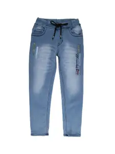 V-Mart Boys Blue Mildly Distressed Heavy Fade Medium Waist Jeans