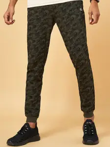 Ajile by Pantaloons Men Olive-Green Camouflage Printed Pure Cotton Slim-Fit Joggers