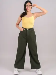 FREAKINS Women Lovely Olive Straight Fit Jeans