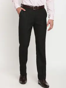 Cantabil Men Black & Off White Checked Original Cotton Formal Trousers