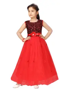 Aarika Red Embellished Net Maxi Dress