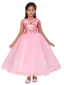 Aarika Pink Floral Net Maxi Dress