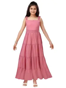 Aarika Girls Pink Georgette Maxi Dress