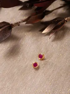 Ruby Raang Maroon Circular Studs Earrings