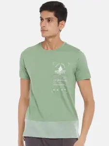 Urban Ranger by pantaloons Men Green Typography Printed Cotton Slim Fit Running T-shirt