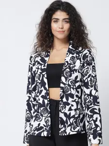 Trend Arrest Women Black & White Printed Blazers