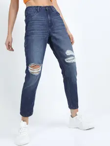 Tokyo Talkies Women Blue Straight Fit Highly Distressed Light Fade Jeans