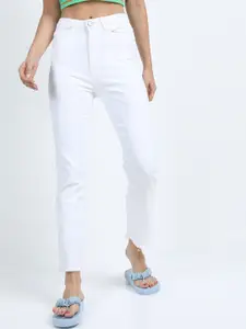 Tokyo Talkies Women White Straight Fit Jeans