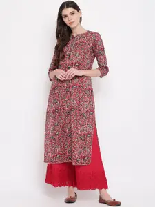 Vbuyz Women Red Ethnic Motifs Printed Kurta