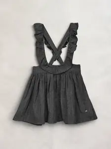 Cherry Crumble Charcoal Pinafore Cotton Mini Dress