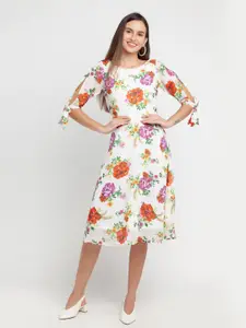 Zink London Off White & Red Floral Dress