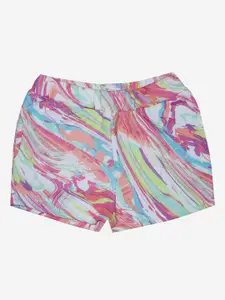 KiddoPanti Girls Multicoloured Printed Cotton Shorts