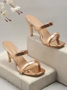 DressBerry Women Gold-Toned Peep Heels