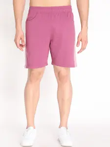 CHKOKKO Men Magenta Cotton Outdoor Sports Shorts