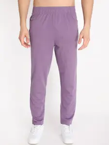 CHKOKKO Men Purple Solid Track pants