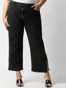 Freeform by High Star Women Plus Size Black Wide Leg High-Rise Stretchable Jeans