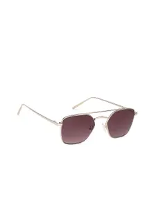 John Jacobs Women Pink Lens & Gold-Toned Square Sunglasses with Polarised and UV Protected Lens