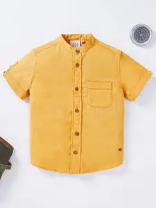 Ed-a-Mamma Boys Yellow Premium Casual Shirt