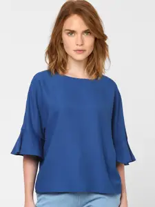 Vero Moda Women Navy Blue Solid Regular Top