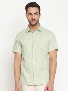 Cantabil Men Green Original Floral Printed Cotton Casual Shirt