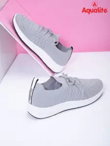 Aqualite Women Grey & White Solid Running Sports Shoes