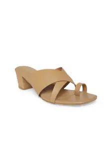 Forever Glam by Pantaloons Camel Brown PU Block Sandals