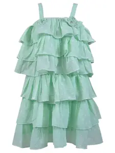 Wish Karo Girls Sea Green Embellished Top with Skirt Clothing Set