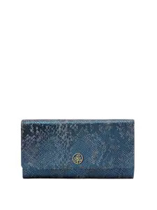 Eske Women Navy Blue Textured Three Fold Wallet