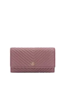 Eske Women Pink Textured Quilted Leather Zip Around Wallet