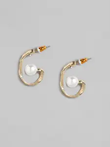20Dresses Gold-Toned & White Circular Hoop Earrings
