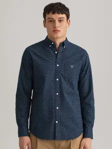 GANT Men Navy Blue Polka Dot Printed Casual Shirt