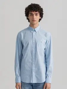 GANT Men Blue Solid Cotton Casual Shirt