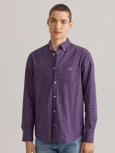 GANT Men Purple Checked Casual Shirt