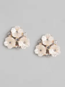 Forever New Cream-Coloured Floral Studs Earrings