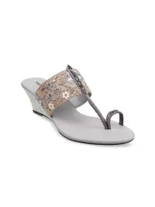 WALKWAY by Metro Grey Embellished Wedge Sandals