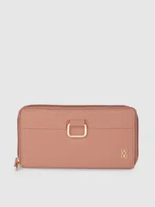 Baggit Women Dusty Pink Solid Zip Around Wallet