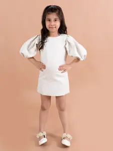Fairies Forever White Jacquard Cotton A-Line Dress