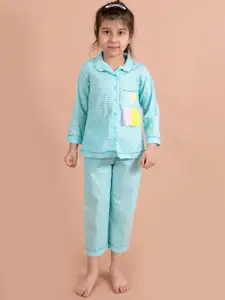 Fairies Forever Girls Blue & White Checked Night suit