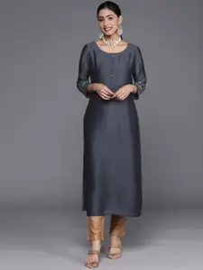 Libas Women Charcoal Grey Solid Kurta