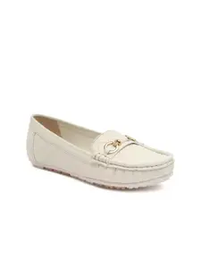 Flat n Heels Women White Loafers