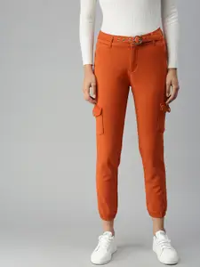 SHOWOFF Women Orange Jean Jogger High-Rise Stretchable Jeans