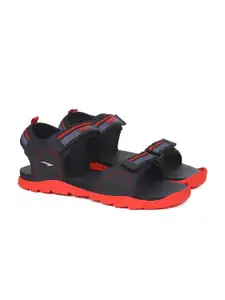 ASIAN Men Black & Red Sports Sandals