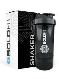 BOLDFIT Black Solid Protein Shake Sipper Bottle 600ml