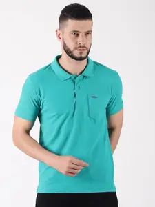 Force NXT Men Green Polo Collar Super Combed Cotton T-shirt