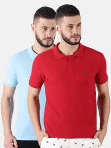 Force NXT Men Pack of 2 Solid Polo Collar Super Combed Cotton T-Shirts