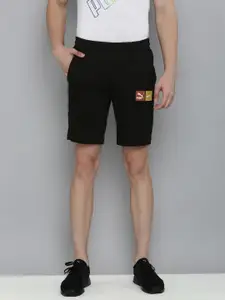 Puma Men Black Typography Printed Slim Fit Sports Shorts