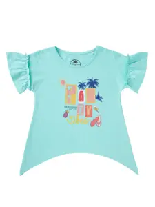 Cub McPaws Girls Sea Green Printed T-shirt